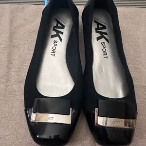 Anne Klein Black Flats with Silver Accent Patten toe Brand New!